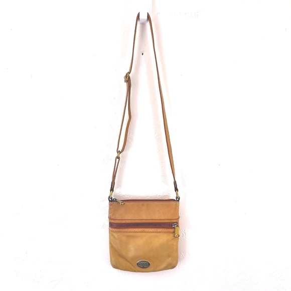 FOSSIL Vtg 90s Y2K Leather Mini Explorer Swingpack Hipster Crossbody Bag Purse - Picture 2 of 10